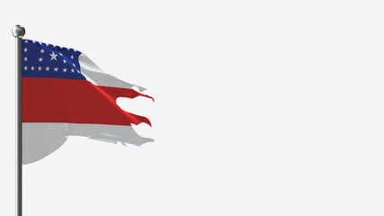 Amazonas 3D tattered waving flag illustration on Flagpole. Perfect for background with space on the right side.