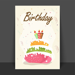 Birthday Greeting or Invitation Card with cake.