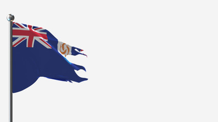 Anguilla 3D tattered waving flag illustration on Flagpole. Perfect for background with space on the right side.