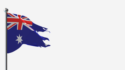 Australia 3D tattered waving flag illustration on Flagpole. Perfect for background with space on the right side.