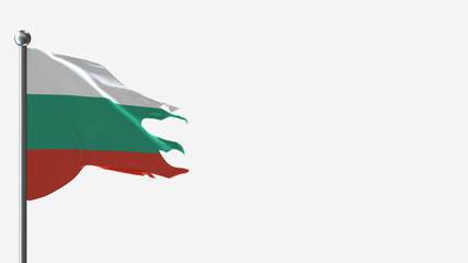 Bulgaria 3D tattered waving flag illustration on Flagpole. Perfect for background with space on the right side.