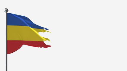 Canar Ecuador 3D tattered waving flag illustration on Flagpole. Perfect for background with space on the right side.