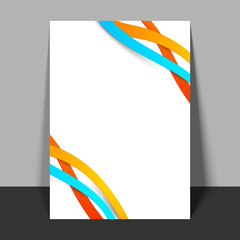 White Flyer with colorful abstract waves.
