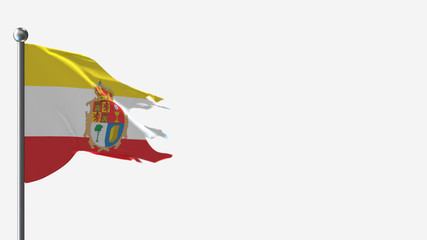 Cuenca 3D tattered waving flag illustration on Flagpole. Perfect for background with space on the right side.