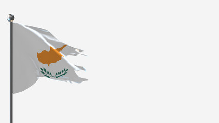 Cyprus 3D tattered waving flag illustration on Flagpole. Perfect for background with space on the right side.