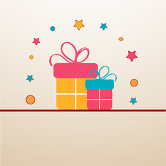 Greeting Card with colorful gift boxes.