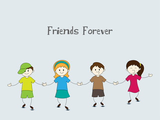 Doodle illustration of little friends for Friendship Day.