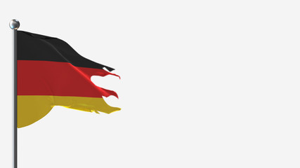 Germany 3D tattered waving flag illustration on Flagpole. Perfect for background with space on the right side.