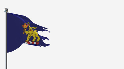 Governor-General Of Canada 3D tattered waving flag illustration on Flagpole. Perfect for background with space on the right side.