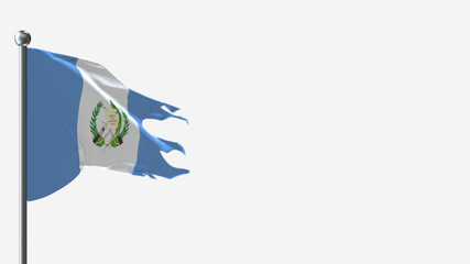 Guatemala 3D tattered waving flag illustration on Flagpole. Perfect for background with space on the right side.