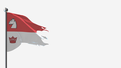 Guelph 3D tattered waving flag illustration on Flagpole. Perfect for background with space on the right side.