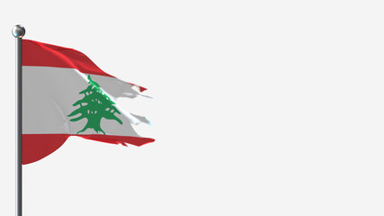 Lebanon 3D tattered waving flag illustration on Flagpole. Perfect for background with space on the right side.