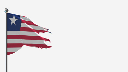 Liberia 3D tattered waving flag illustration on Flagpole. Perfect for background with space on the right side.