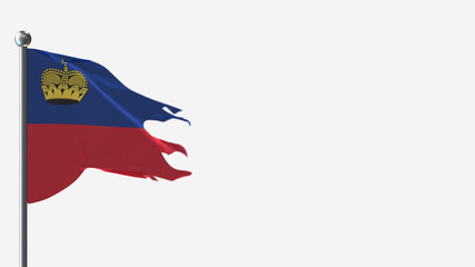 Liechtenstein 3D tattered waving flag illustration on Flagpole. Perfect for background with space on the right side.