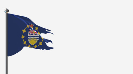 Lieutenant-Governor Of British Columbia 3D tattered waving flag illustration on Flagpole. Perfect for background with space on the right side.