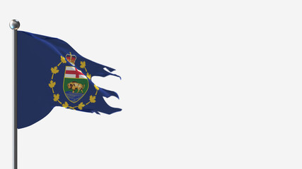 Lieutenant-Governor Of Manitoba 3D tattered waving flag illustration on Flagpole. Perfect for background with space on the right side.