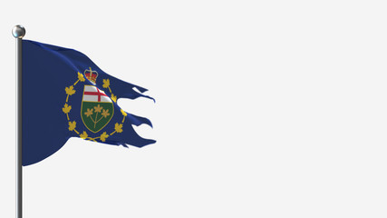 Lieutenant-Governor Of Ontario 3D tattered waving flag illustration on Flagpole. Perfect for background with space on the right side.