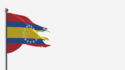 Loja Ecuador 3D tattered waving flag illustration on Flagpole. Perfect for background with space on the right side.