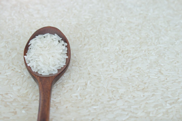 thai jasmine rice with wooden spoon