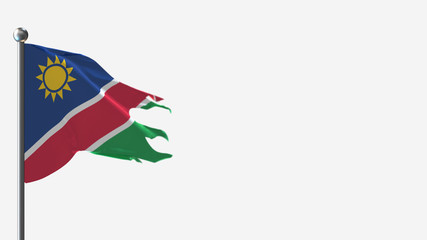 Namibia 3D tattered waving flag illustration on Flagpole. Perfect for background with space on the right side.