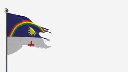 Pernambuco 3D tattered waving flag illustration on Flagpole. Perfect for background with space on the right side.