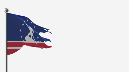 Richmond Virginia 3D tattered waving flag illustration on Flagpole. Perfect for background with space on the right side.