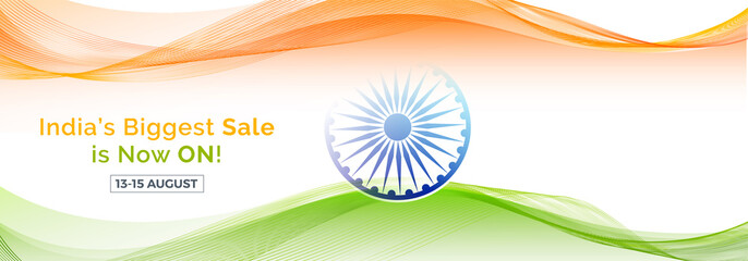 Biggest Sale web header or banner for Independence Day.