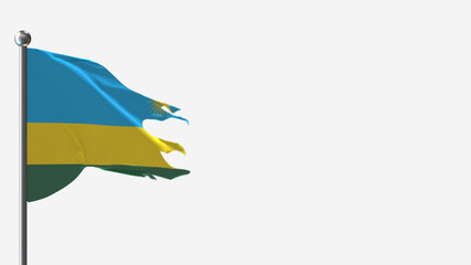 Rwanda 3D tattered waving flag illustration on Flagpole. Perfect for background with space on the right side.