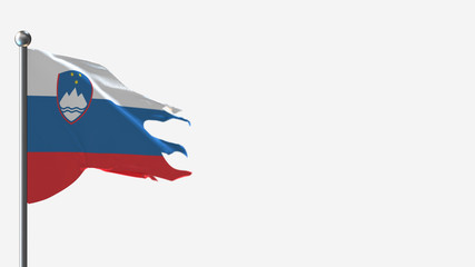 Slovenia 3D tattered waving flag illustration on Flagpole. Perfect for background with space on the right side.
