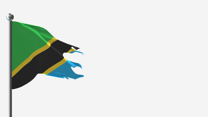 Tanzania 3D tattered waving flag illustration on Flagpole. Perfect for background with space on the right side.