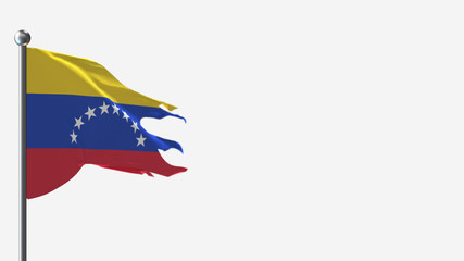 Venezuela 3D tattered waving flag illustration on Flagpole. Perfect for background with space on the right side.