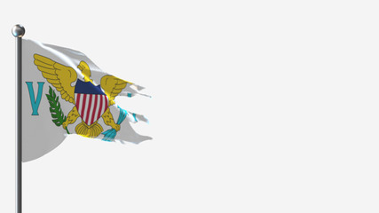 Virgin Islands 3D tattered waving flag illustration on Flagpole. Perfect for background with space on the right side.