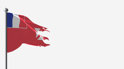 Wallis And Futuna 3D tattered waving flag illustration on Flagpole. Perfect for background with space on the right side.