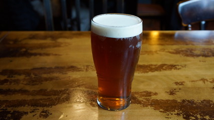 A pint of beer in a local English pub