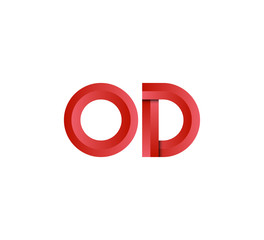 Initial two letter red 3D logo vector OD