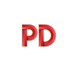 Initial two letter red 3D logo vector PD