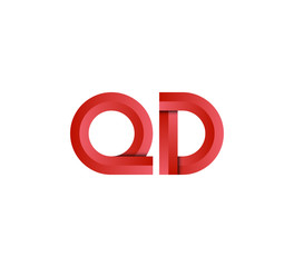 Fototapeta premium Initial two letter red 3D logo vector QD