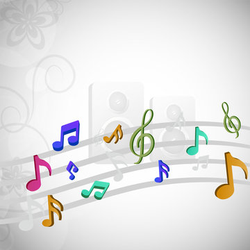 Music background with colorful musical notes.
