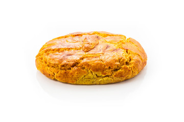 Creole pie with candied papaya isolated on white backgroud called locally ''Pâté Créole'' -...