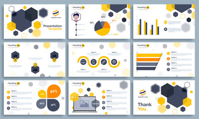 Business Presentation Template set with infographics.