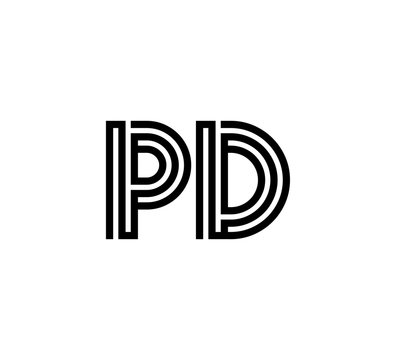 recommend clip art: Initial two letter black line shape logo vector PD