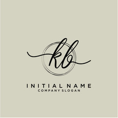 KB Initial handwriting logo with circle template vector.