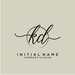 KD Initial handwriting logo with circle template vector.