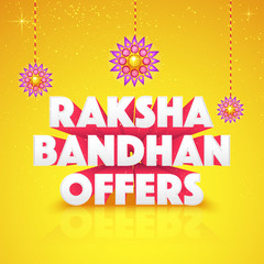 Naklejka na ściany i meble 3D Raksha Bandhan Offers text with Rakhi.