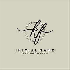 KF Initial handwriting logo with circle template vector.