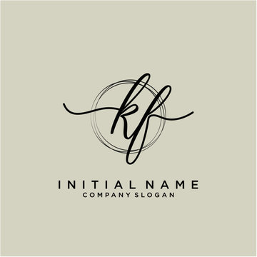 KF Initial handwriting logo with circle template vector.