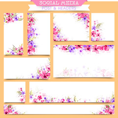 Fototapeta na wymiar Social Media Post and Headers with beautiful flowers.