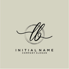 LB Initial handwriting logo with circle template vector.