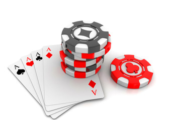 Rummy and Poker. 3d render