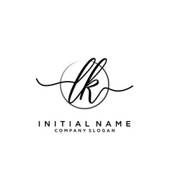 LK Initial handwriting logo with circle template vector.